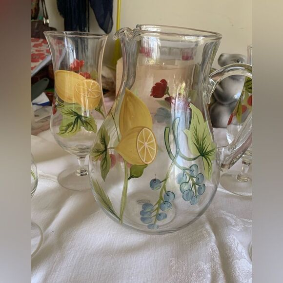 Oneida hand painted glassware - Picture 3 of 11